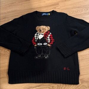 Polo Ralph Lauren tuxedo bear sweater. M